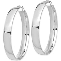 14K White Gold High Polished 7mm Large Hoop Earrings by 0