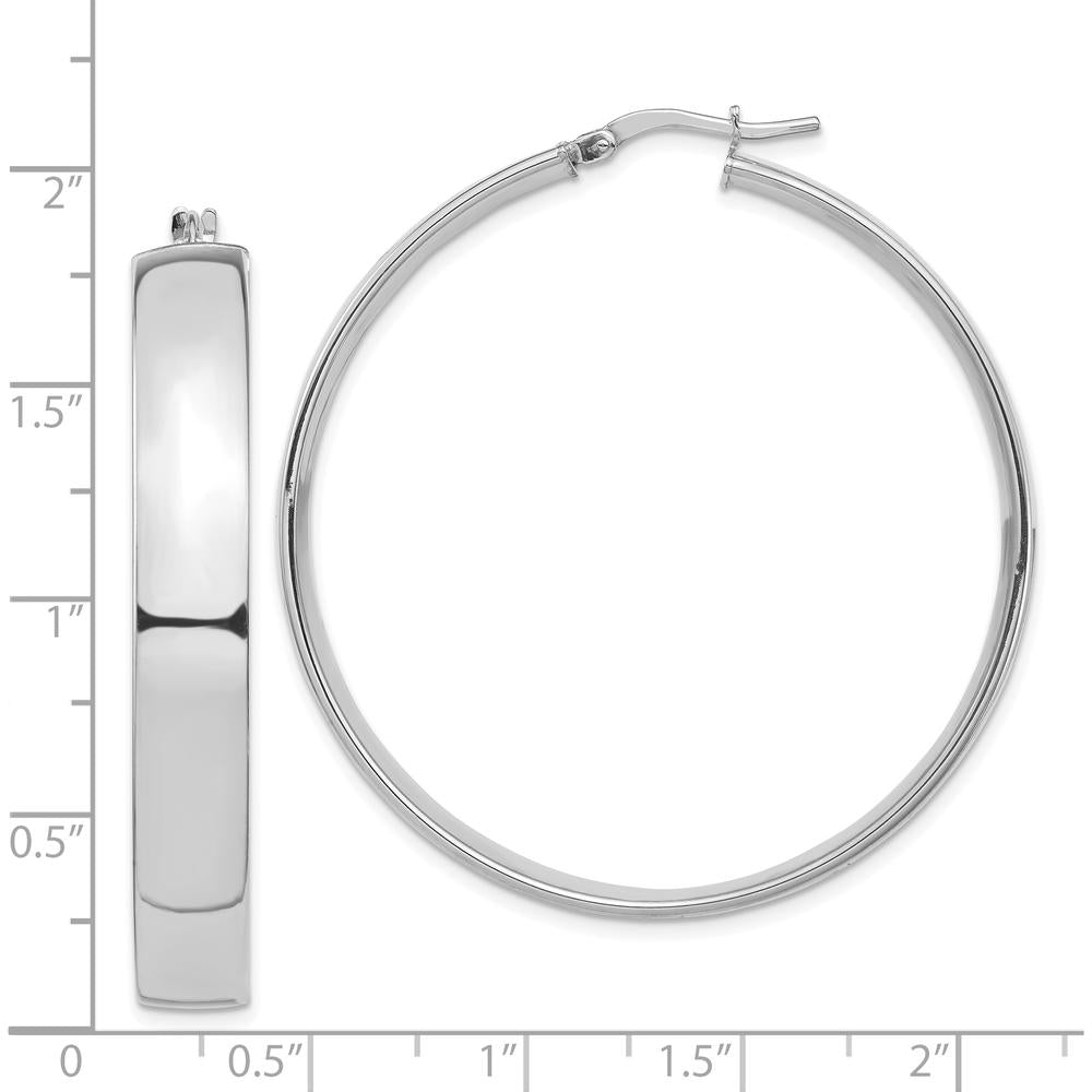 14K White Gold High Polished 7mm Large Hoop Earrings by 0