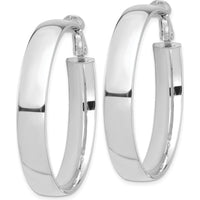 14K White Gold High Polished 7mm Omega Back Hoop Earrings by Oro Pregiato