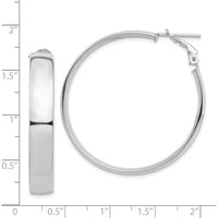 14K White Gold High Polished 7mm Omega Back Hoop Earrings by Oro Pregiato