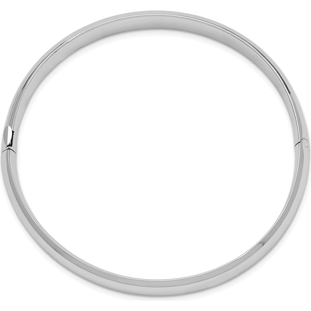 14K White Gold High Polished 8.00mm Hinged Oval Bangle Bracelet - Timeless Luxury Piece by Oro Pregiato