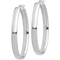 14K White Gold High Polished Oval Hoop Earrings - 44.33mm Length by 0