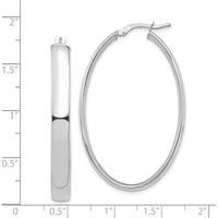 14K White Gold High Polished Oval Hoop Earrings - 44.33mm Length by 0