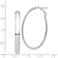 14K White Gold High Polished Oval Hoop Earrings with Omega Back Closure by Oro Pregiato