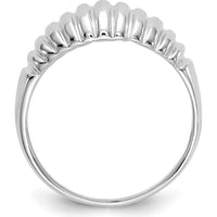 14K White Gold High Polished Ribbed Dome Ring - Fashion Statement Piece by Oro Pregiato