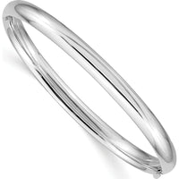 14K White Gold Hinged Baby Bangle with Safety Bar and Box Catch Clasp by 0