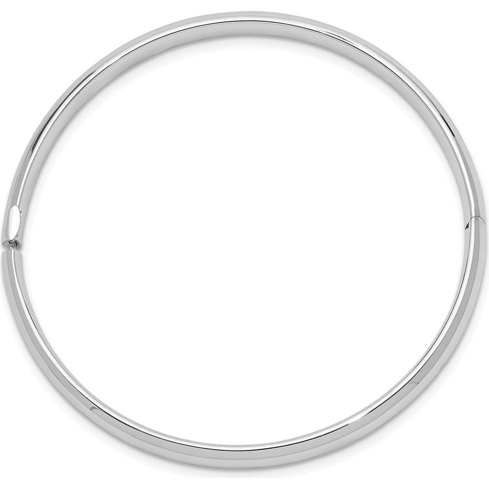 14K White Gold Hinged Baby Bangle with Safety Bar and Box Catch Clasp by 0