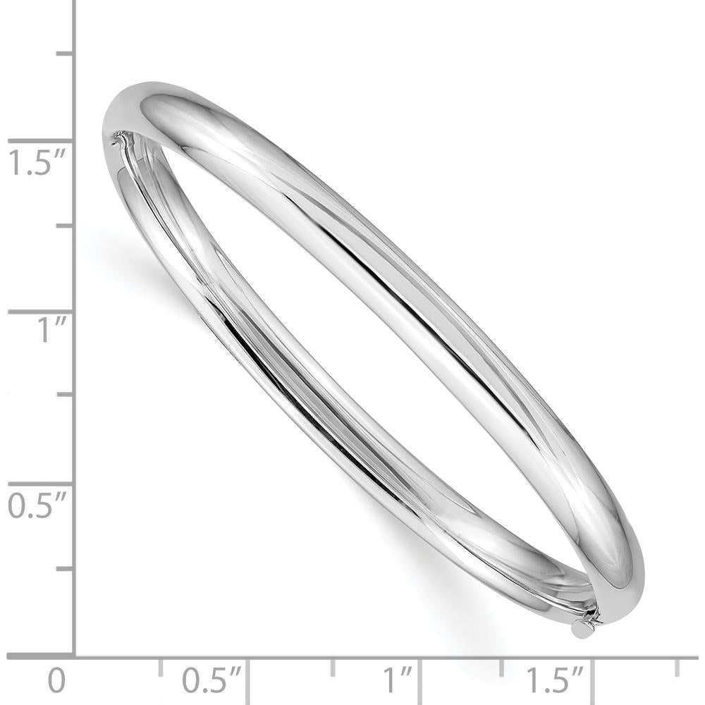 14K White Gold Hinged Baby Bangle with Safety Bar and Box Catch Clasp by 0