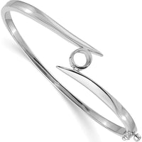14K White Gold Hinged Bangle Bracelet Mounting for 6mm Round Stone - Holds 1 Carat by Oro Pregiato