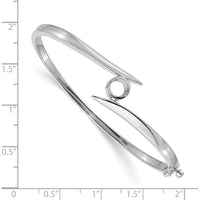 14K White Gold Hinged Bangle Bracelet Mounting for 6mm Round Stone - Holds 1 Carat by Oro Pregiato