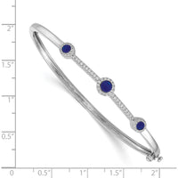 14K White Gold Hinged Bangle Bracelet with Diamonds and Sapphires - 1/4 Carats Total Diamond Weight by Monteluci Fine Jewelry
