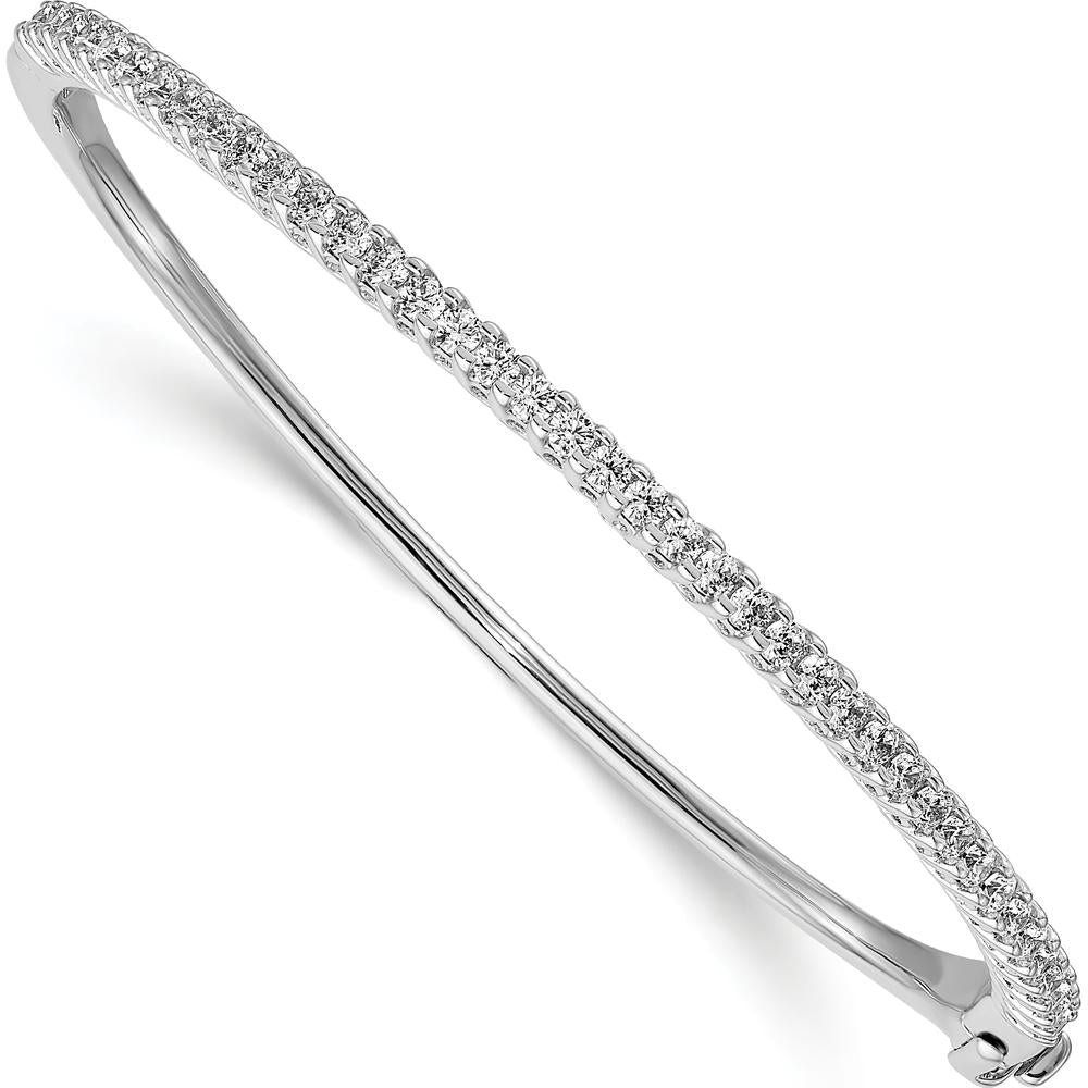14K White Gold Hinged Diamond Bangle Mounting with Prong Set Round Stones - 2.0 Carat Total Diamond Weight by Oro Pregiato
