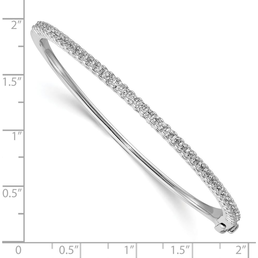 14K White Gold Hinged Diamond Bangle Mounting with Prong Set Round Stones - 2.0 Carat Total Diamond Weight by Oro Pregiato