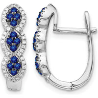14K White Gold Hinged Earrings with Round Blue Sapphires and Diamonds - 0.52 Carat Total Weight by Monteluci Fine Jewelry