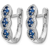 14K White Gold Hinged Earrings with Round Blue Sapphires and Diamonds - 0.52 Carat Total Weight by Monteluci Fine Jewelry