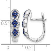 14K White Gold Hinged Earrings with Round Blue Sapphires and Diamonds - 0.52 Carat Total Weight by Monteluci Fine Jewelry