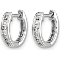 14K White Gold Hinged Hoop Earrings with 14 Round Diamonds - 0.015 Carat Total Diamond Weight by Monteluci Fine Jewelry
