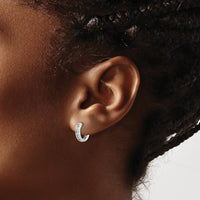 14K White Gold Hinged Hoop Earrings with 14 Round Diamonds - 0.015 Carat Total Diamond Weight by Monteluci Fine Jewelry