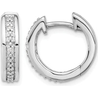 14K White Gold Hinged Hoop Earrings with 6 Round Diamonds - 0.005 Carat Total Diamond Weight by Monteluci Fine Jewelry