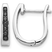 14K White Gold Hinged Hoop Earrings with Black Diamonds - 0.022 Carat Total Diamond Weight by Monteluci Fine Jewelry