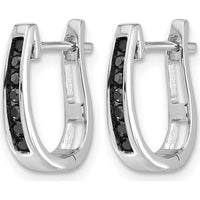 14K White Gold Hinged Hoop Earrings with Black Diamonds - 0.022 Carat Total Diamond Weight by Monteluci Fine Jewelry