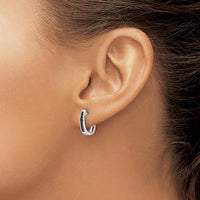 14K White Gold Hinged Hoop Earrings with Black Diamonds - 0.022 Carat Total Diamond Weight by Monteluci Fine Jewelry