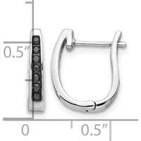 14K White Gold Hinged Hoop Earrings with Black Diamonds - 0.022 Carat Total Diamond Weight by Monteluci Fine Jewelry