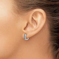 14K White Gold Hinged Hoop Earrings with Blue and White Diamonds - 0.22 Carat Total Diamond Weight by Monteluci Fine Jewelry