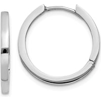 14K White Gold Hinged Hoop Earrings with Polished Finish and Rhodium Plating by 0
