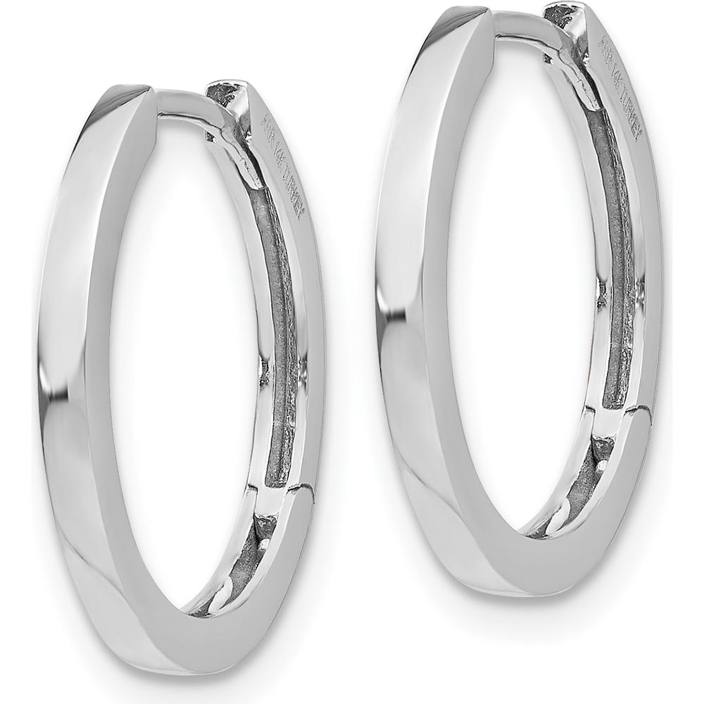 14K White Gold Hinged Hoop Earrings with Polished Finish and Rhodium Plating by 0