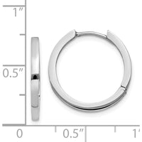 14K White Gold Hinged Hoop Earrings with Polished Finish and Rhodium Plating by 0