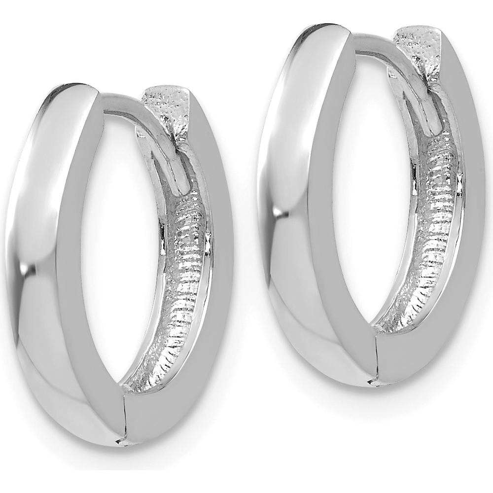 14K White Gold Hinged Hoop Earrings with Polished Finish by 0