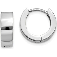 14K White Gold Hinged Hoop Earrings with Polished Finish by 0