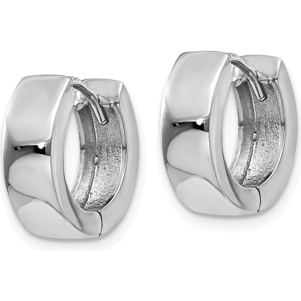 14K White Gold Hinged Hoop Earrings with Polished Finish by 0