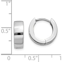 14K White Gold Hinged Hoop Earrings with Polished Finish by 0