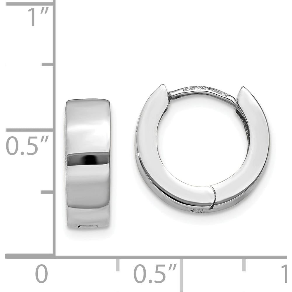 14K White Gold Hinged Hoop Earrings with Polished Finish by 0