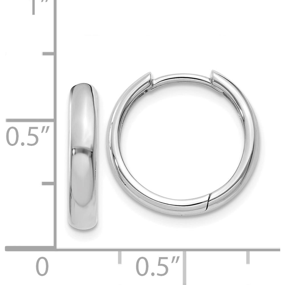 14K White Gold Hinged Hoop Earrings with Polished Finish by Oro Pregiato