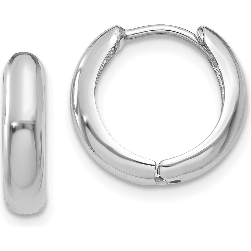 14K White Gold Hinged Hoop Earrings with Polished Finish by Oro Pregiato