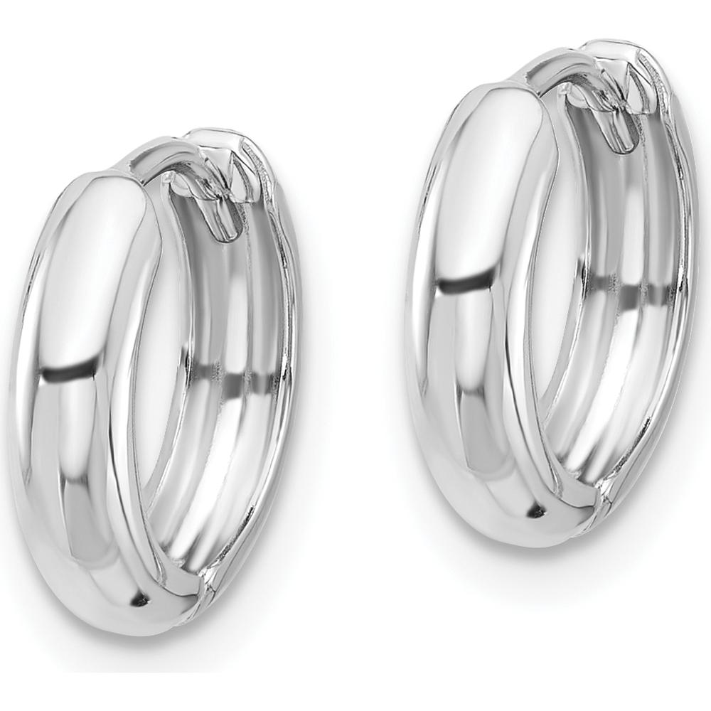 14K White Gold Hinged Hoop Earrings with Polished Finish by Oro Pregiato