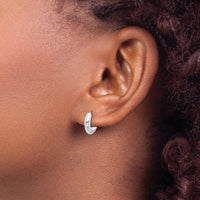 14K White Gold Hinged Hoop Earrings with Polished Finish by Oro Pregiato