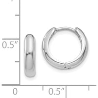 14K White Gold Hinged Hoop Earrings with Polished Finish by Oro Pregiato