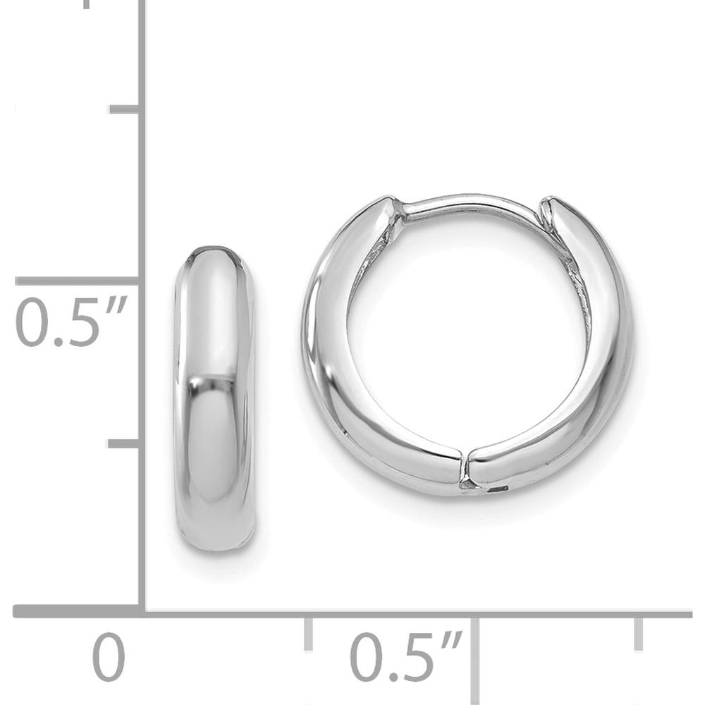 14K White Gold Hinged Hoop Earrings with Polished Finish by Oro Pregiato