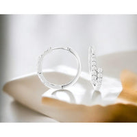 14K White Gold Hinged Hoop Earrings with Prong-Set Round Diamonds - 0.51 Carat Total Diamond Weight - Royal Jewelry