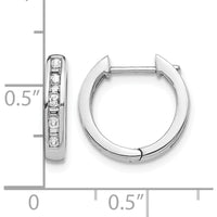 14K White Gold Hinged Hoop Earrings with Round and Baguette Diamonds - 0.0363 Carat Total Diamond Weight by Monteluci Fine Jewelry