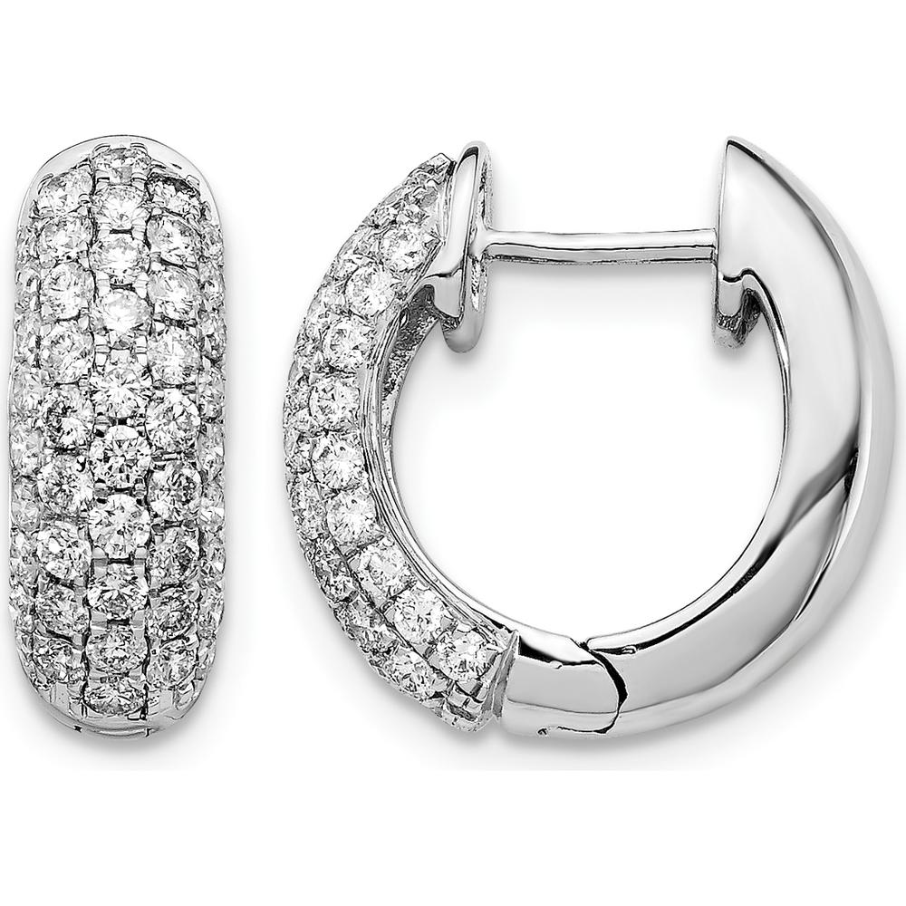 14K White Gold Hinged Hoop Earrings with Round Brilliant Diamonds - 0.022 Carat Total Diamond Weight by Monteluci Fine Jewelry