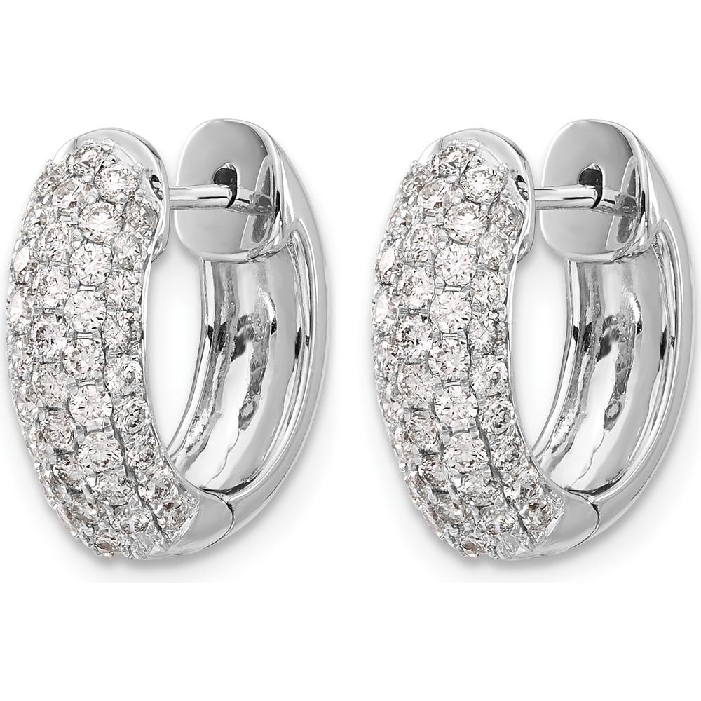 14K White Gold Hinged Hoop Earrings with Round Brilliant Diamonds - 0.022 Carat Total Diamond Weight by Monteluci Fine Jewelry