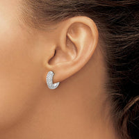 14K White Gold Hinged Hoop Earrings with Round Brilliant Diamonds - 0.022 Carat Total Diamond Weight by Monteluci Fine Jewelry