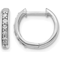 14K White Gold Hinged Hoop Earrings with Round Diamonds - 0.01 Carat Total Diamond Weight by Monteluci Fine Jewelry