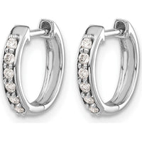 14K White Gold Hinged Hoop Earrings with Round Diamonds - 0.01 Carat Total Diamond Weight by Monteluci Fine Jewelry