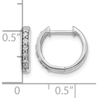 14K White Gold Hinged Hoop Earrings with Round Diamonds - 0.01 Carat Total Diamond Weight by Monteluci Fine Jewelry